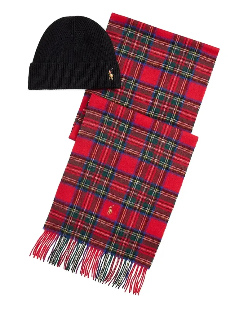 Ralph Lauren logo-embroidered beanie hat set - Schwarz Schwarz