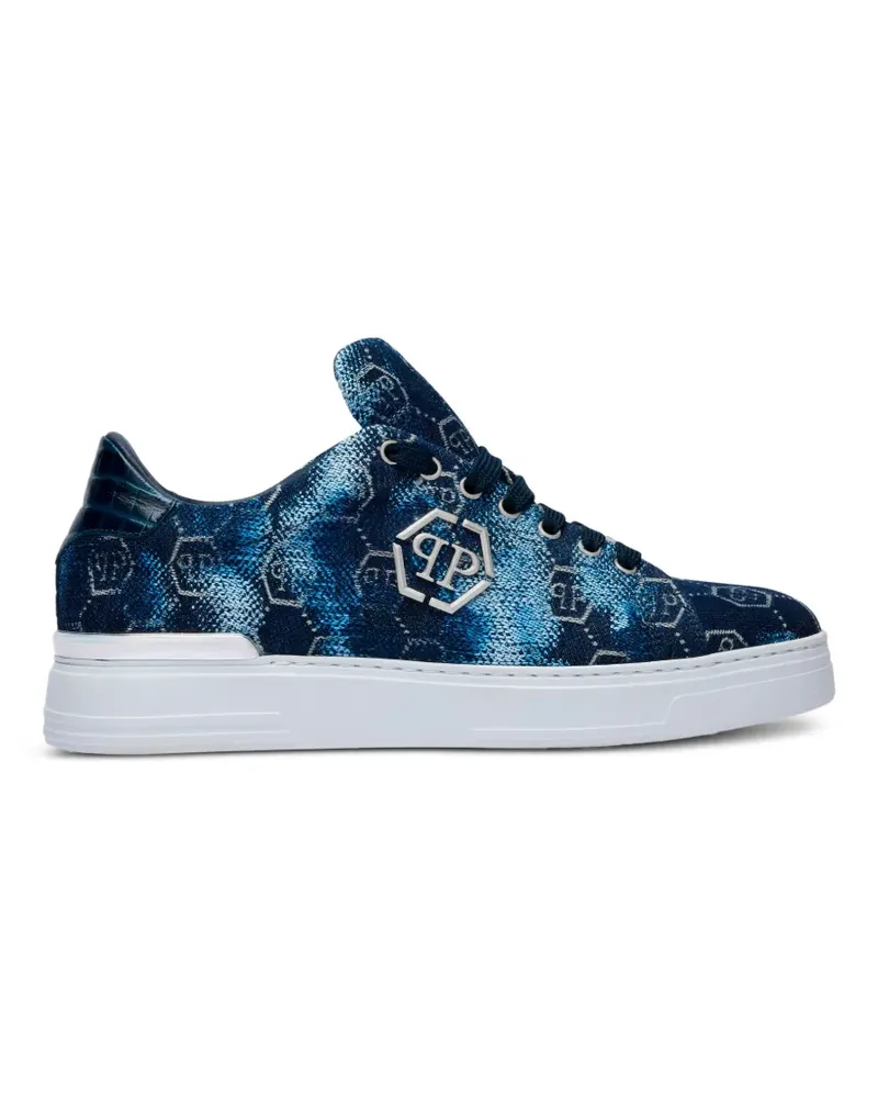 Philipp Plein Jacquard monogram low-top sneakers - Blau Blau