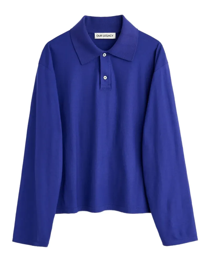 Our Legacy Rugby Longsleeve buttoned polo shirt - Blau Blau