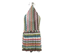 Neckholder-Strick mit Chevronmuster - Schwarz