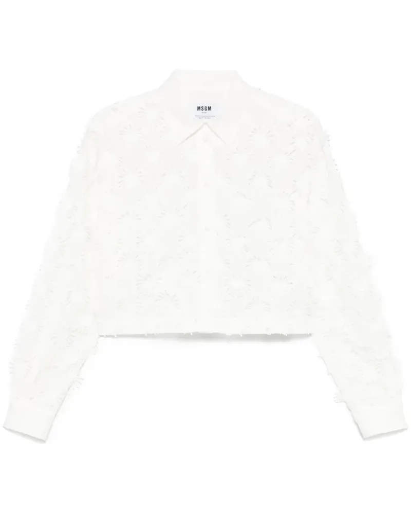 MSGM Hemd mit Stickerei - Weiß Weiß