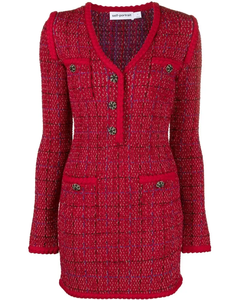 Self-Portrait Minikleid mit Karomuster - Rot Rot