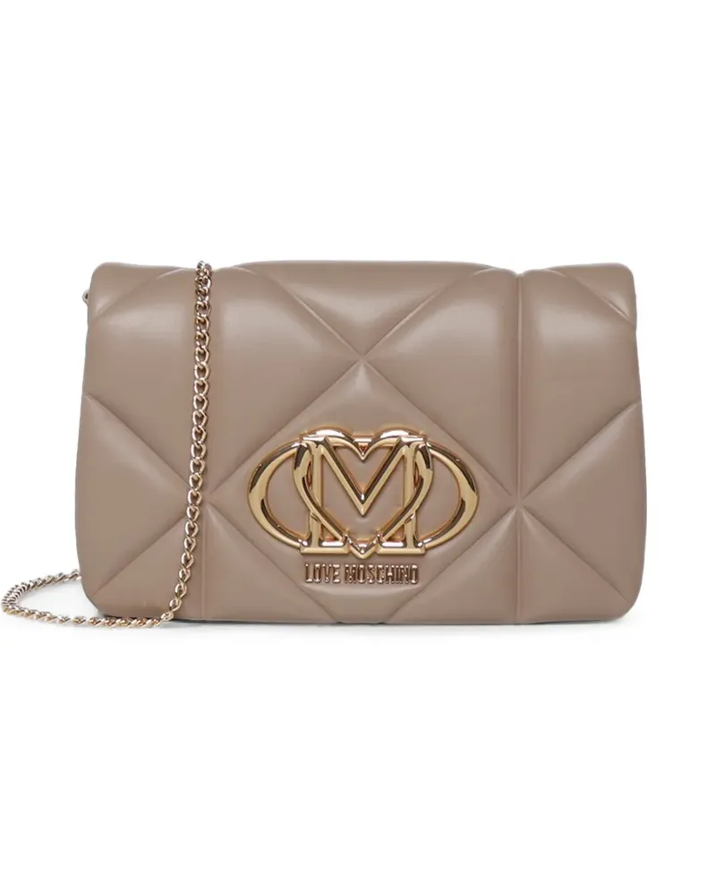 Moschino Gesteppte Schultertasche - Nude Nude