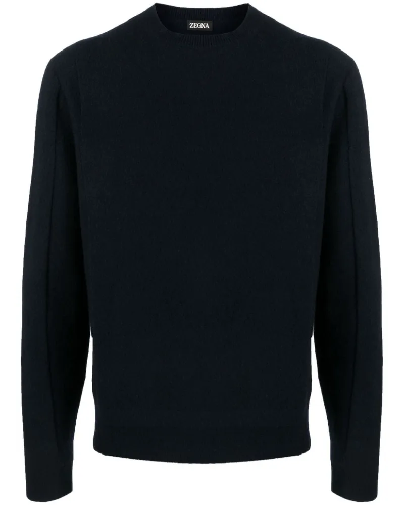 Ermenegildo Zegna Pullover aus gebürsteter Wolle Blau