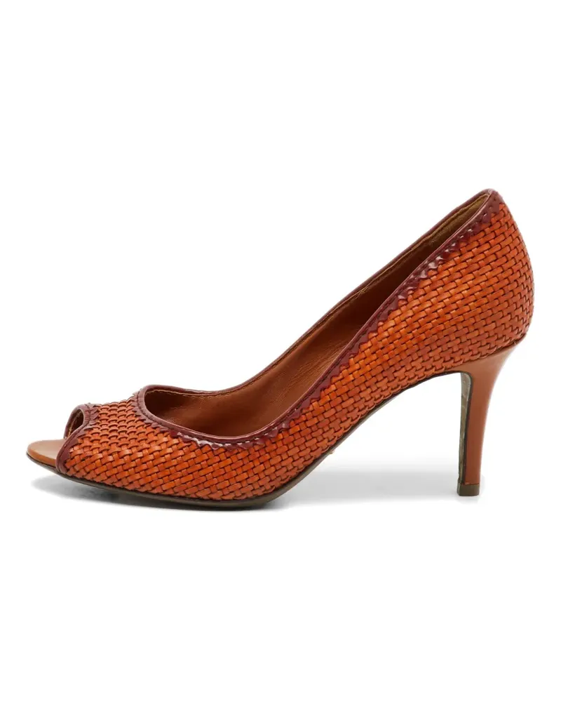 Sergio Rossi leather peep-toe heeled pumps - Orange Orange