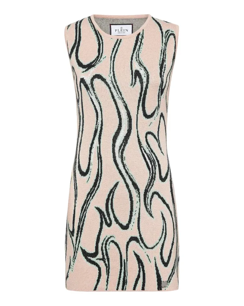 Philipp Plein flame-pattern dress - Nude Nude
