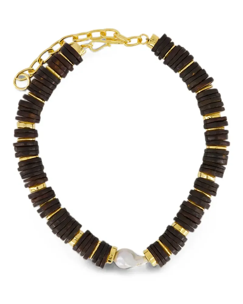 Lizzie Fortunato Heishi-Perlenkette mit Barockperle - Gold Gold