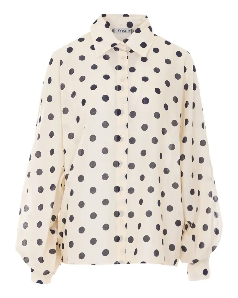 SoSUE Antonia polka dots balloon sleeves shirt - Nude Nude
