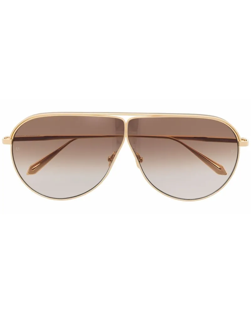 Linda Farrow Pilotenbrille mit Oversized-Gestell Gold