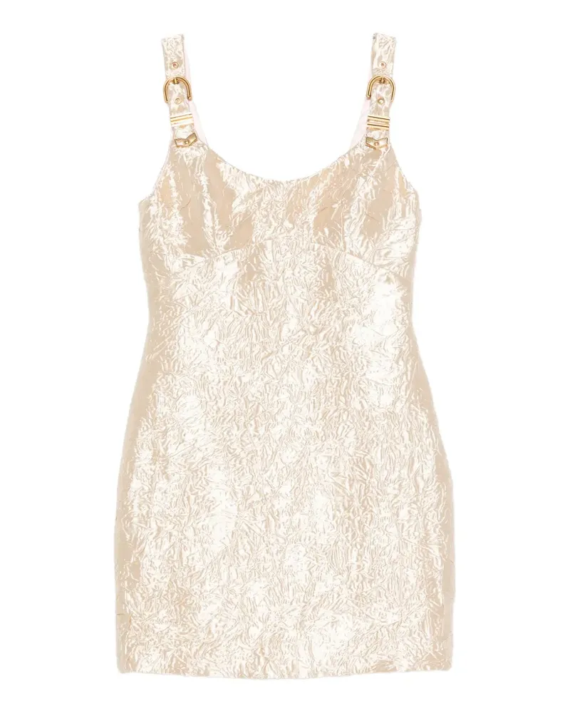 Versace crushed buckle-detail mini dress - Nude Nude