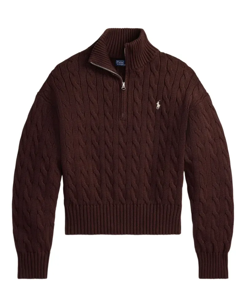 Ralph Lauren Polo Pony Pullover mit Zopfmuster - Braun Braun