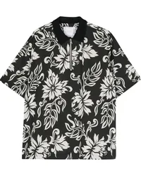 Sacai Popeline-Hemd mit Blumen-Print Schwarz