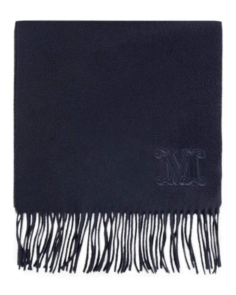 Max Mara fringed logo-embroidered scarf - Blau Blau