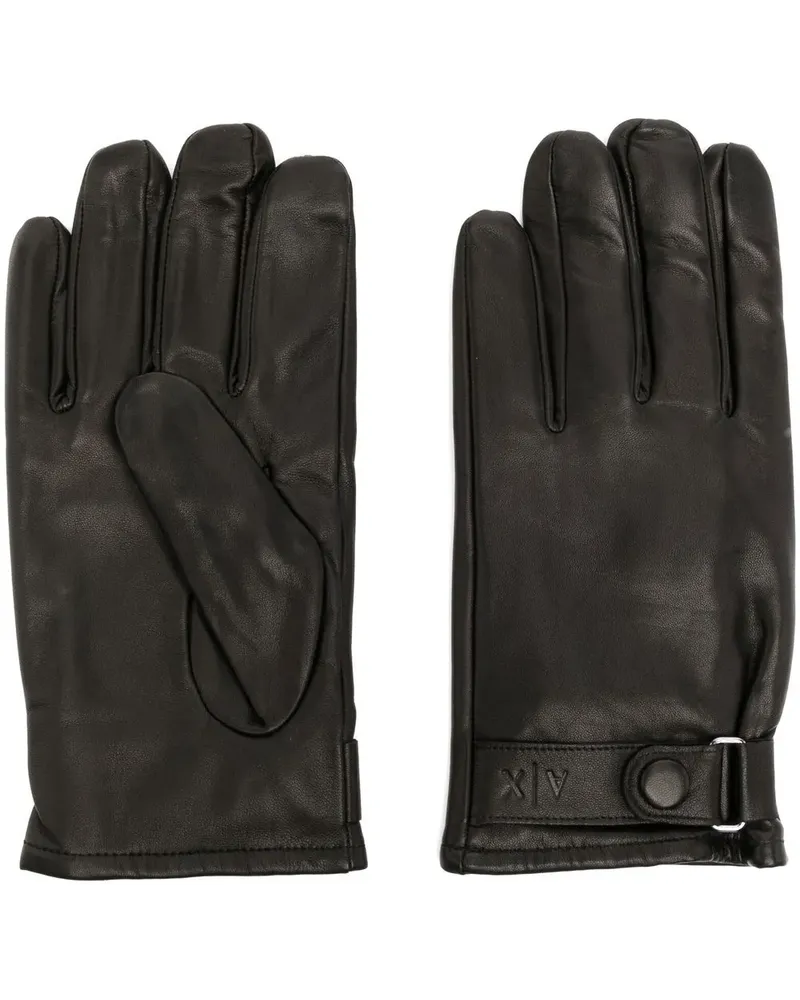 Armani Exchange Handschuhe mit Logo-Prägung - Schwarz Schwarz
