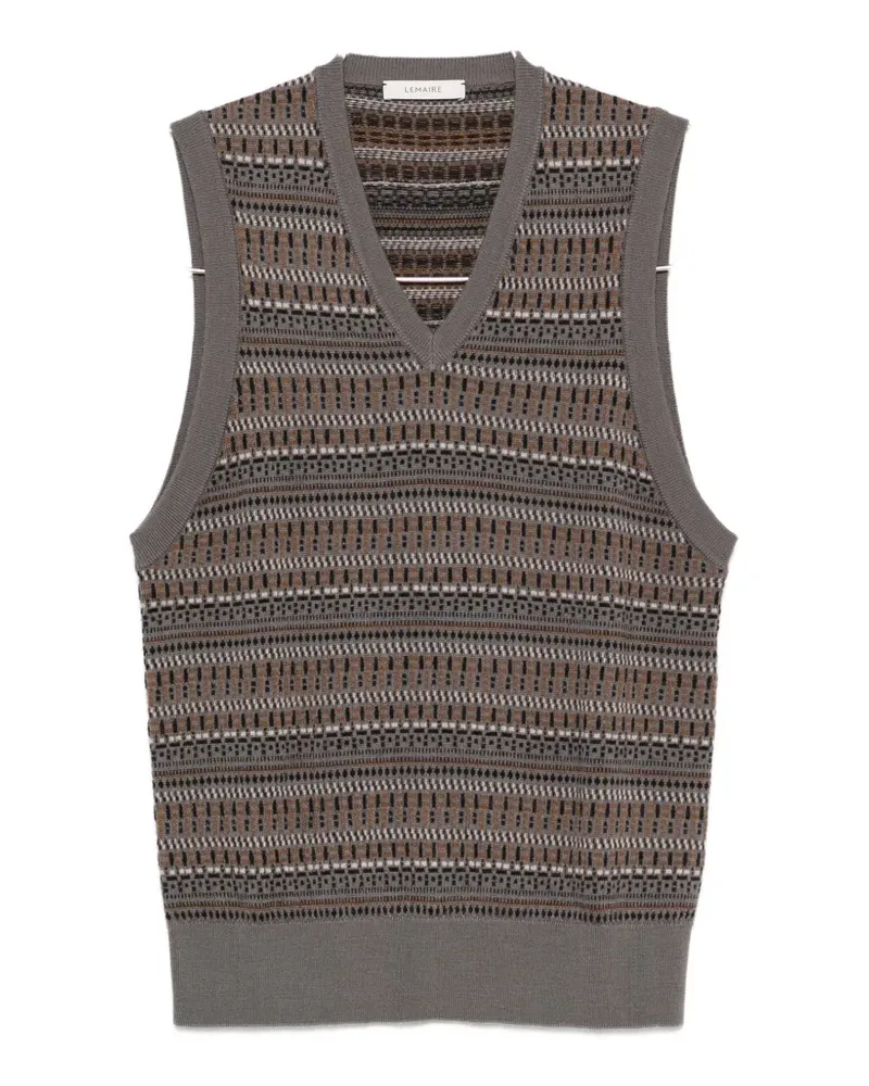 Christophe Lemaire V-neck jacquard-knit vest - Grau Grau