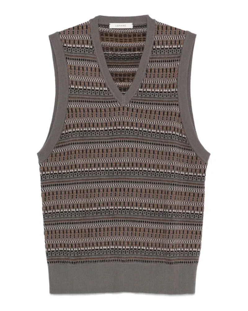 Christophe Lemaire V-neck jacquard-knit vest - Grau Grau
