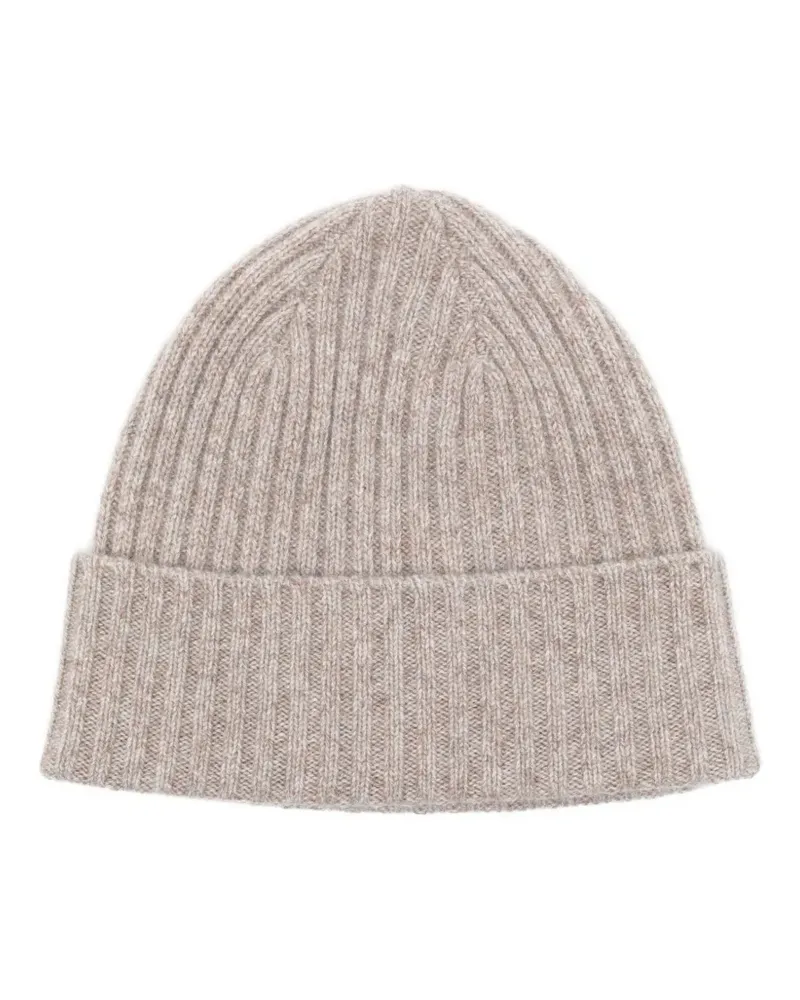 N.Peal Gerippte Beanie aus Kaschmir - Nude Nude