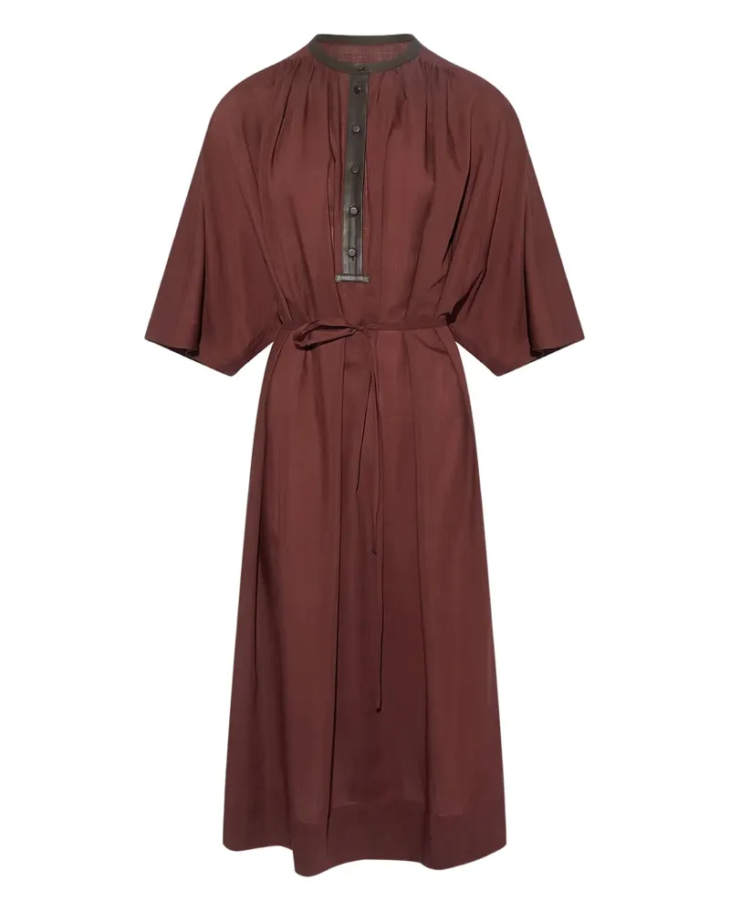 Yves Salomon Gürtel-Midikleid mit Lederbesatz - Braun Braun