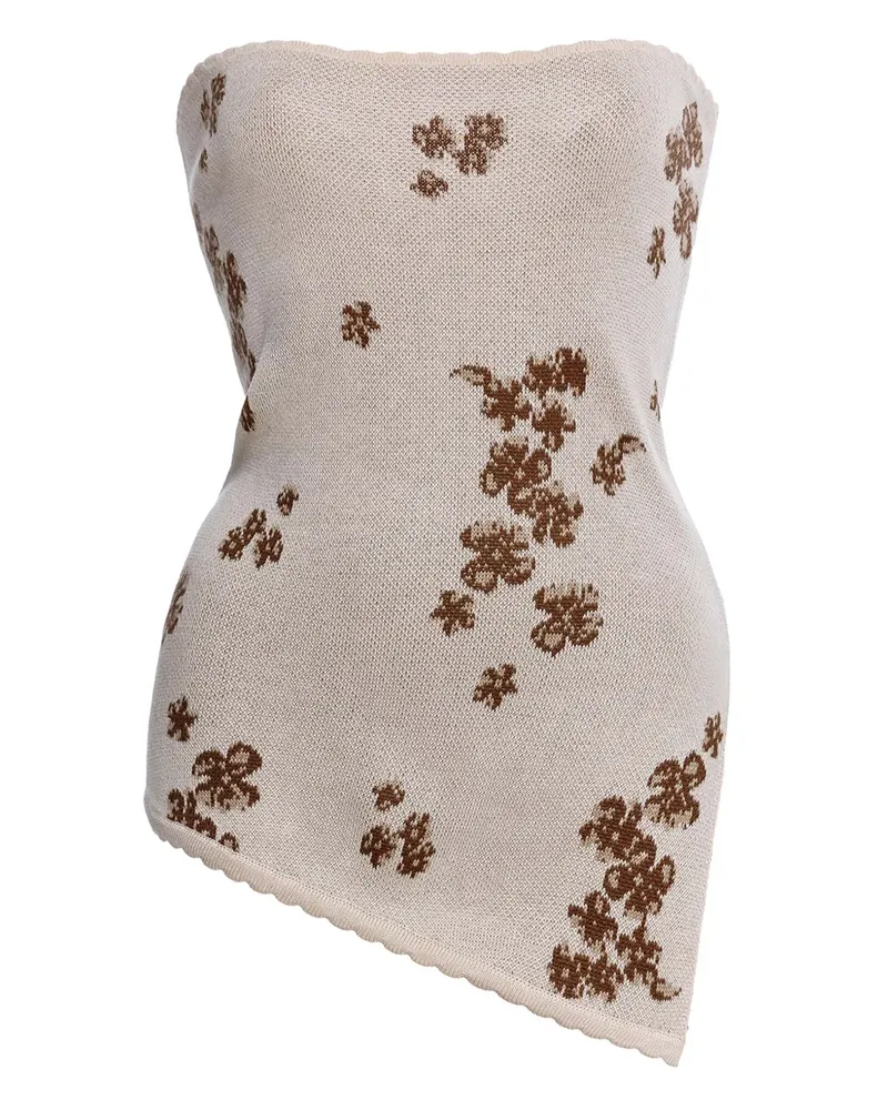 AGUA BENDITA Asymmetrisches Shantal Oberteil mit Blumen-Print - Nude Nude