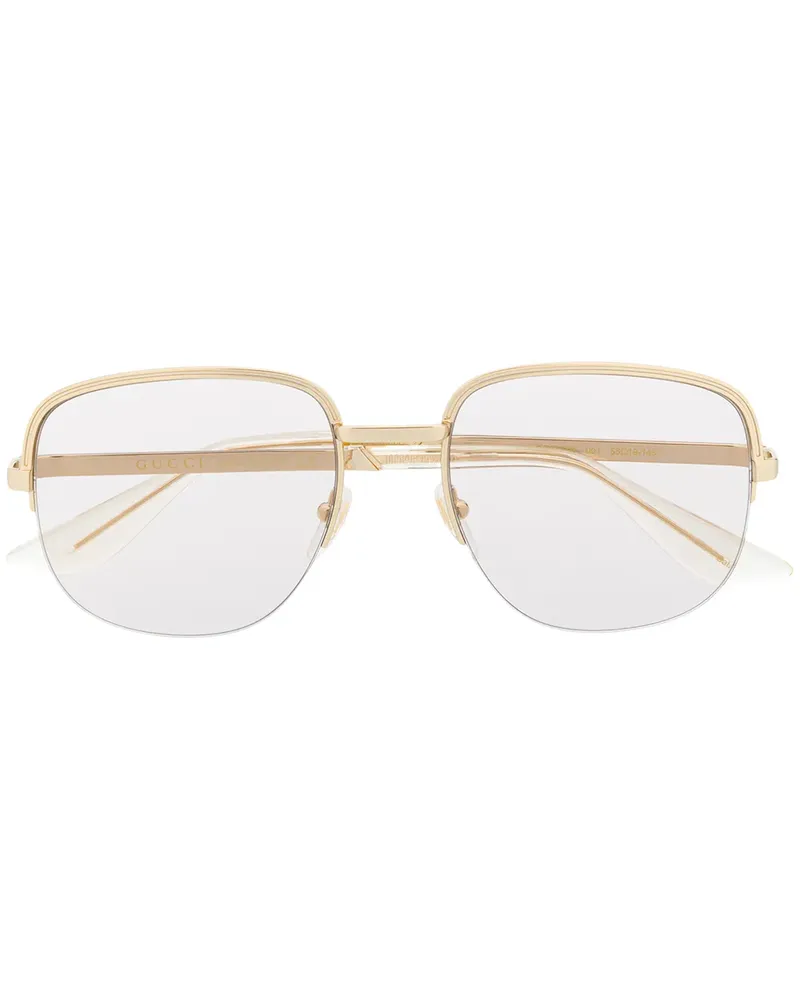 Gucci Sonnenbrille mit ovalem Gestell - Gold Gold