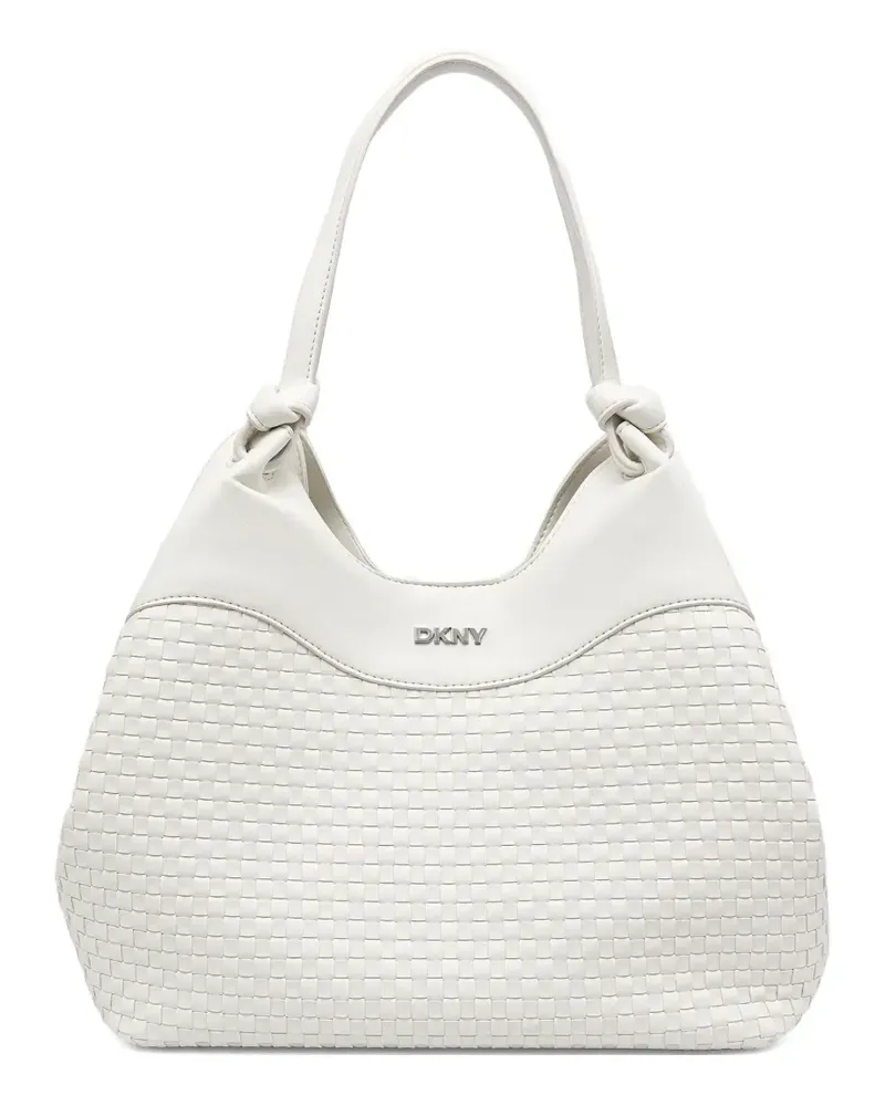 DKNY woven-detail logo-plaque tote bag - Weiß Weiß