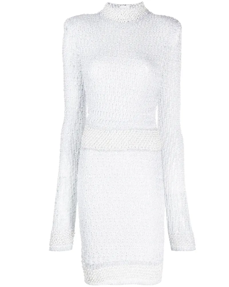 Balmain Strickkleid mit Perlen - Weiß Weiß