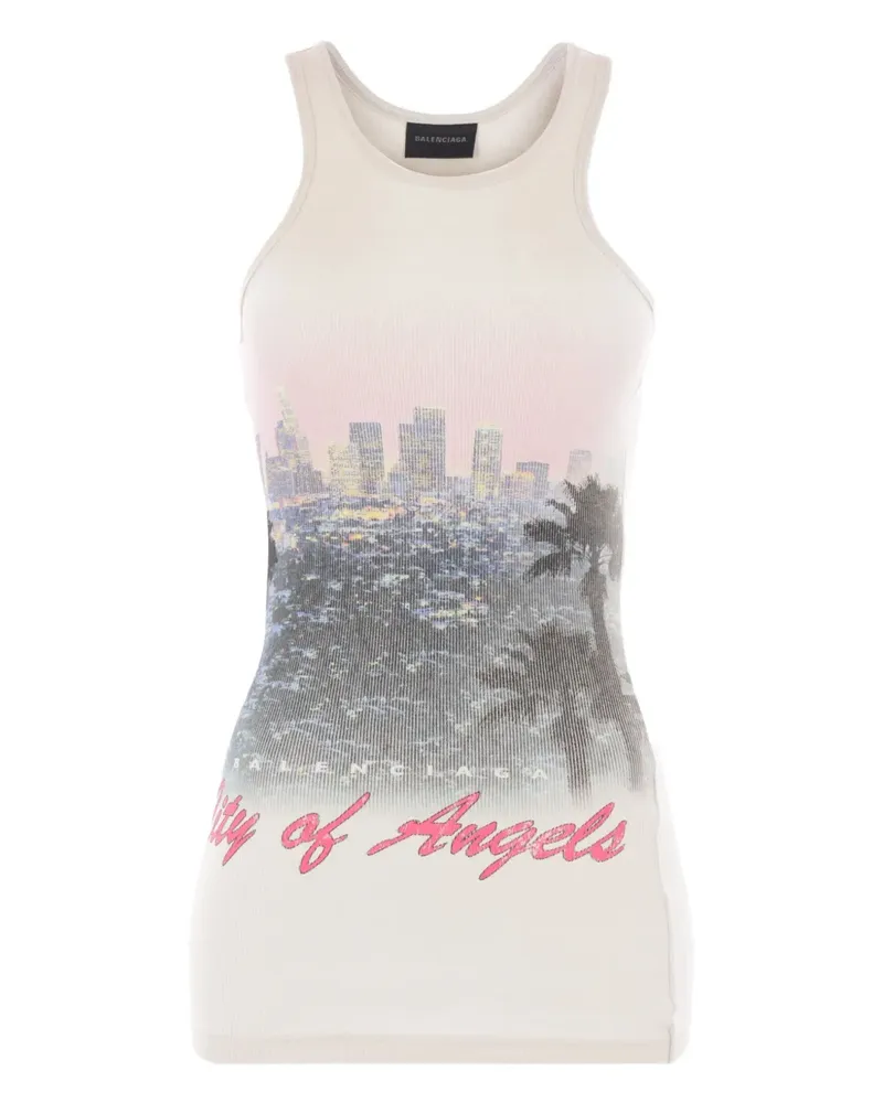 Balenciaga Geripptes City of Angels Tanktop - Weiß Weiß