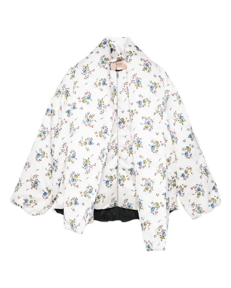 N° 21 Jacke mit Blumen-Print - Weiß Weiß
