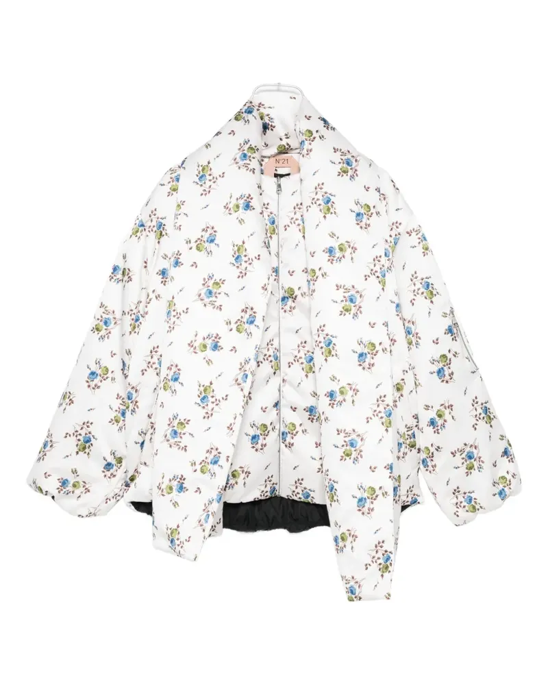 N° 21 Jacke mit Blumen-Print - Weiß Weiß