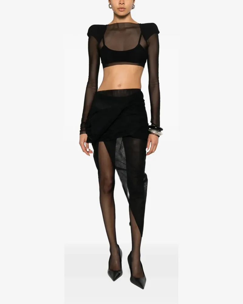 Rick Owens Helm structured-shoulder sheer crop top - Schwarz Schwarz