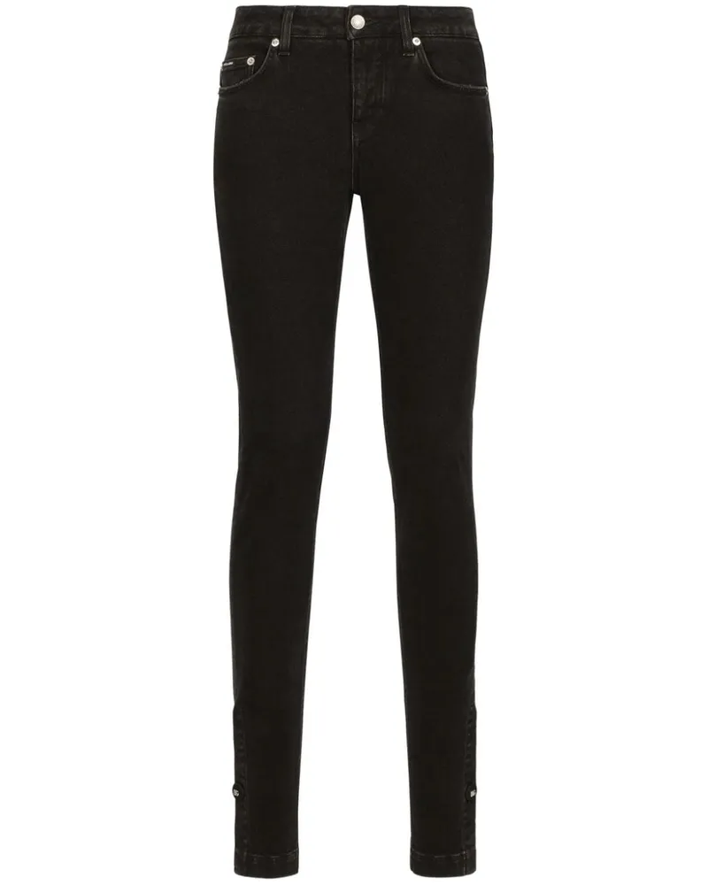 Dolce & Gabbana Halbhohe Skinny-Jeans - Schwarz Schwarz