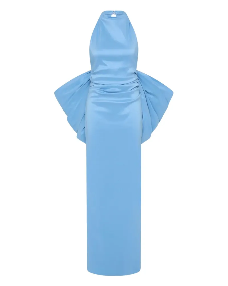 Rachel Gilbert Lottie Neckholder-Abendkleid mit Schleifendetail - Blau Blau