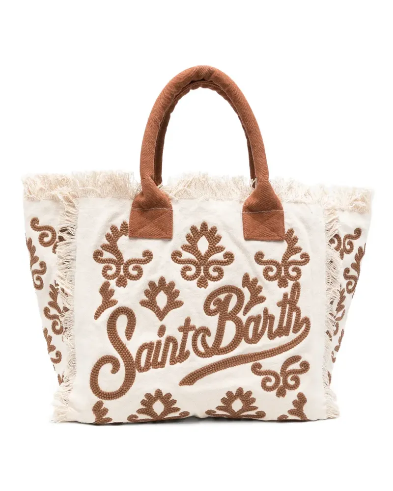 MC2 Saint Barth Vanity Rug embroidered fringed tote bag - Nude Nude
