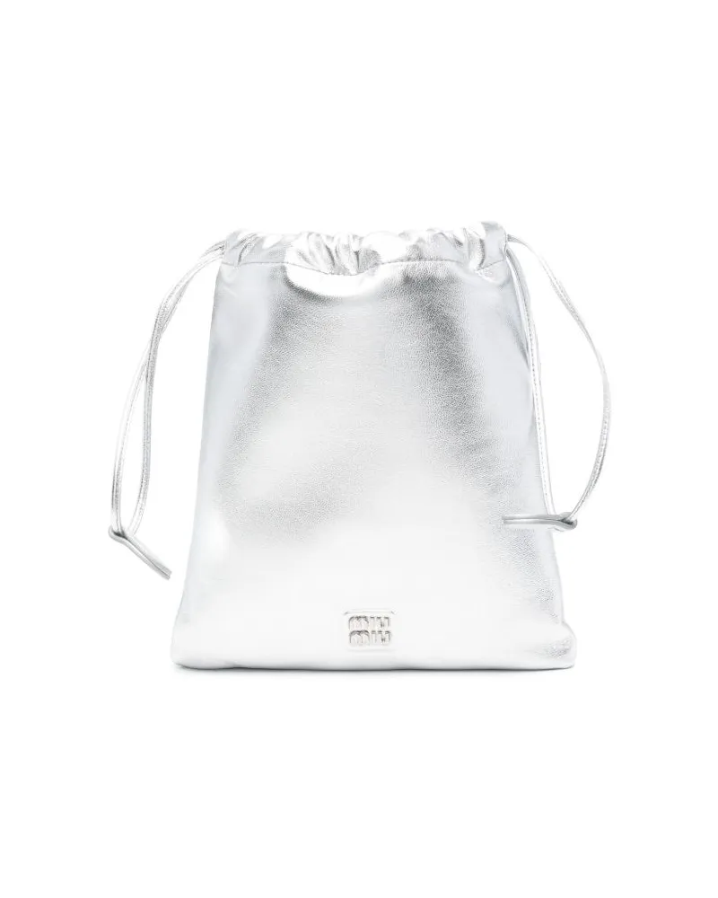 Miu Miu Clutch mit Logo - Silber Silber