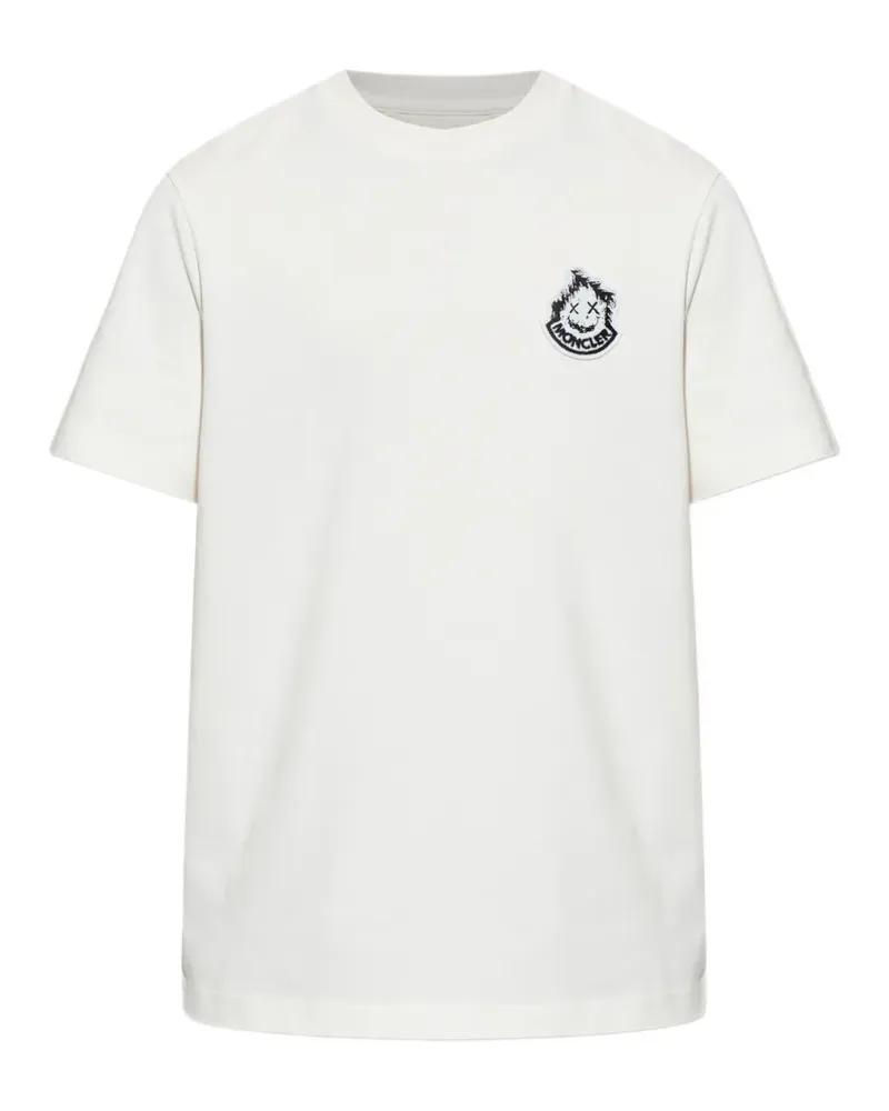 Moncler logo-patch graphic-print T-shirt - Nude Nude