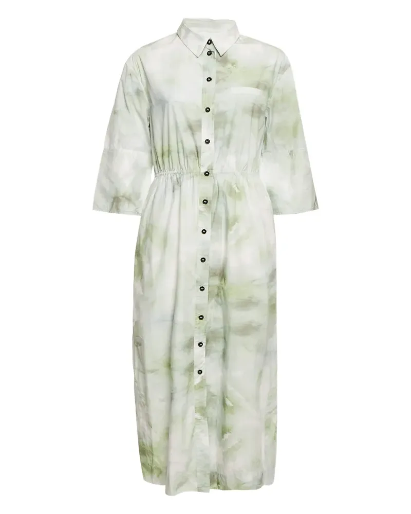 Ganni Hemdkleid mit Batikmuster - Grün Grün