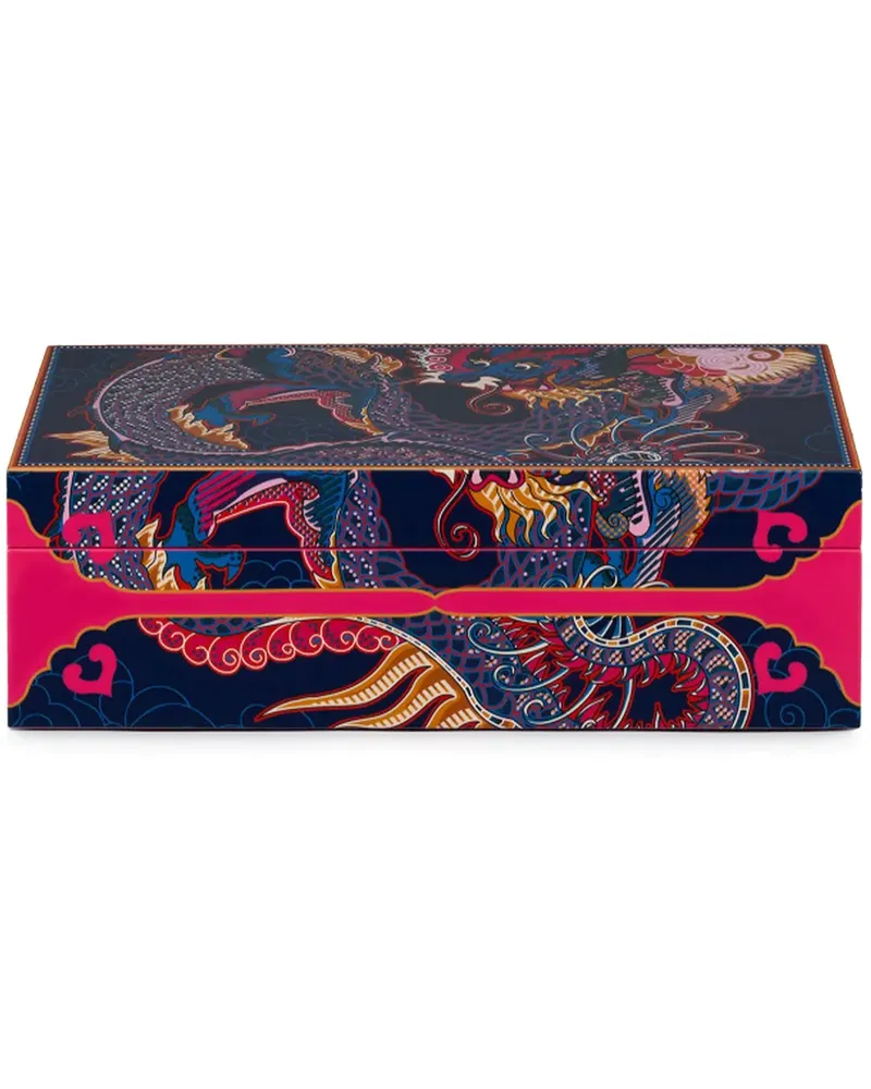 Shanghai Tang Vivid Dragon Schmuckkästchen in Lackoptik - Blau Blau