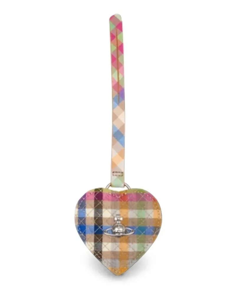 Vivienne Westwood check heart mirror keychain - Nude Nude