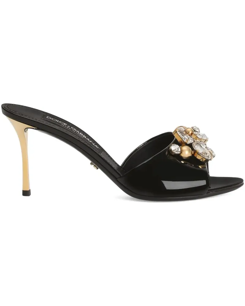 Dolce & Gabbana Mules mit Kristallen 75mm - Schwarz Schwarz