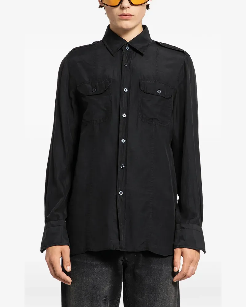 Tom Ford Hemd mit Klappentasche - Schwarz Schwarz