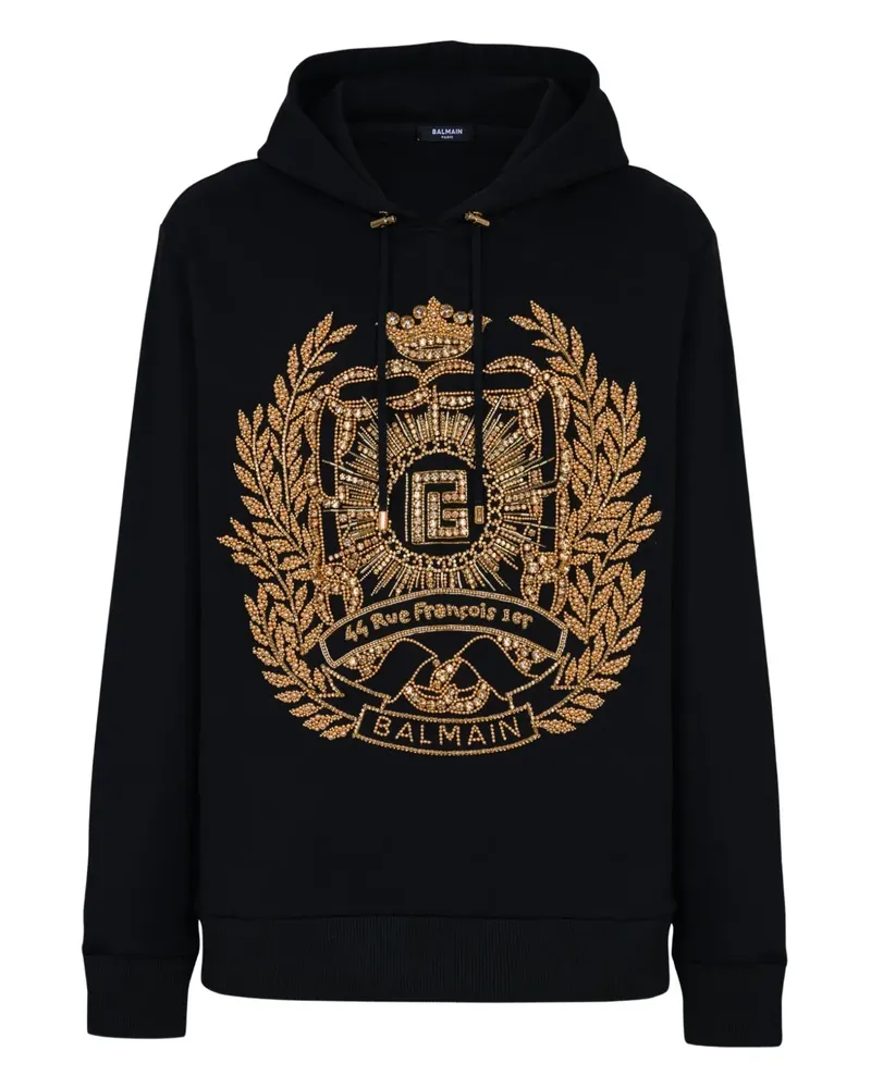 Balmain Bestickter Hoodie - Schwarz Schwarz