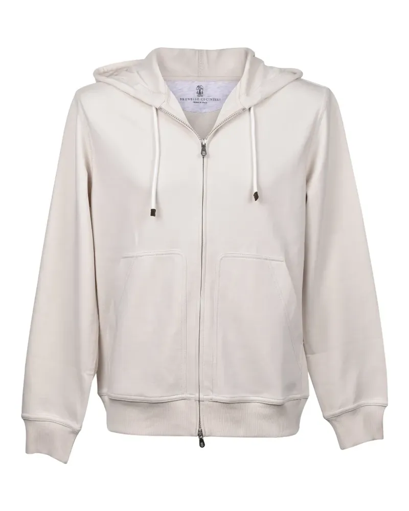 Brunello Cucinelli zip-up drawstring hoodie - Nude Nude