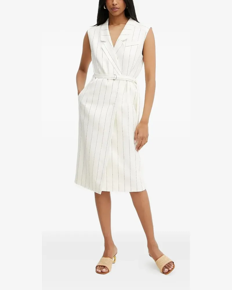 HUGO BOSS Midikleid mit Nadelstreifen - Weiß Weiß