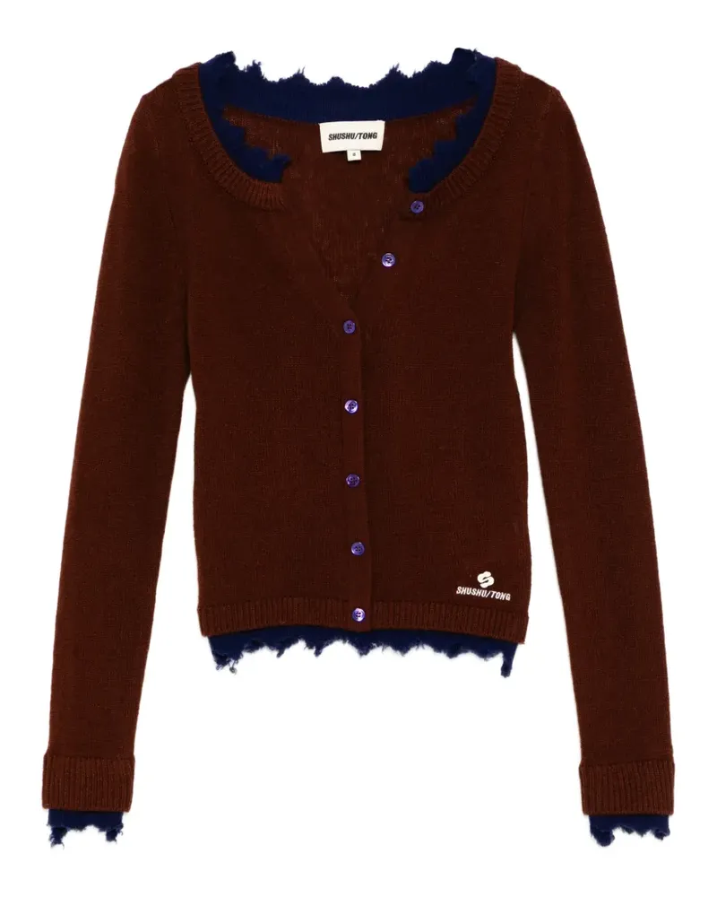 SHUSHU/TONG Ungesäumter Cardigan mit Kontrastdetails - Braun Braun