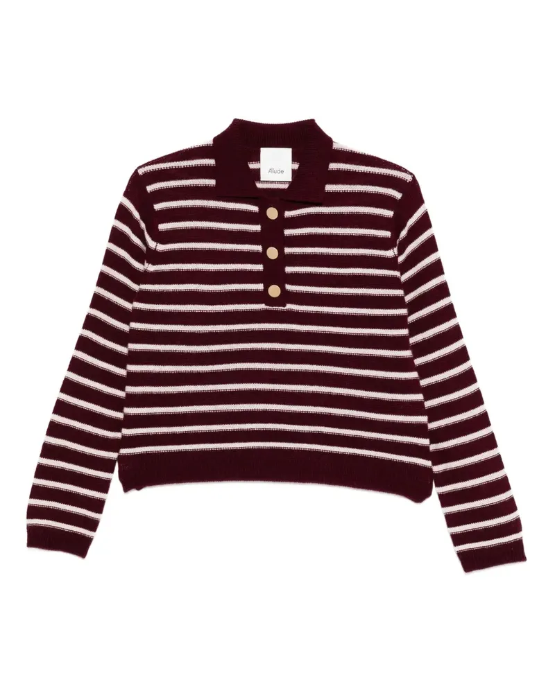 ALLUDE Gestreiftes Poloshirt mit Knopfleiste - Rot Rot