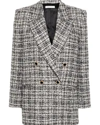 Alessandra Rich Doppelreihiger Tweed-Blazer Weiß