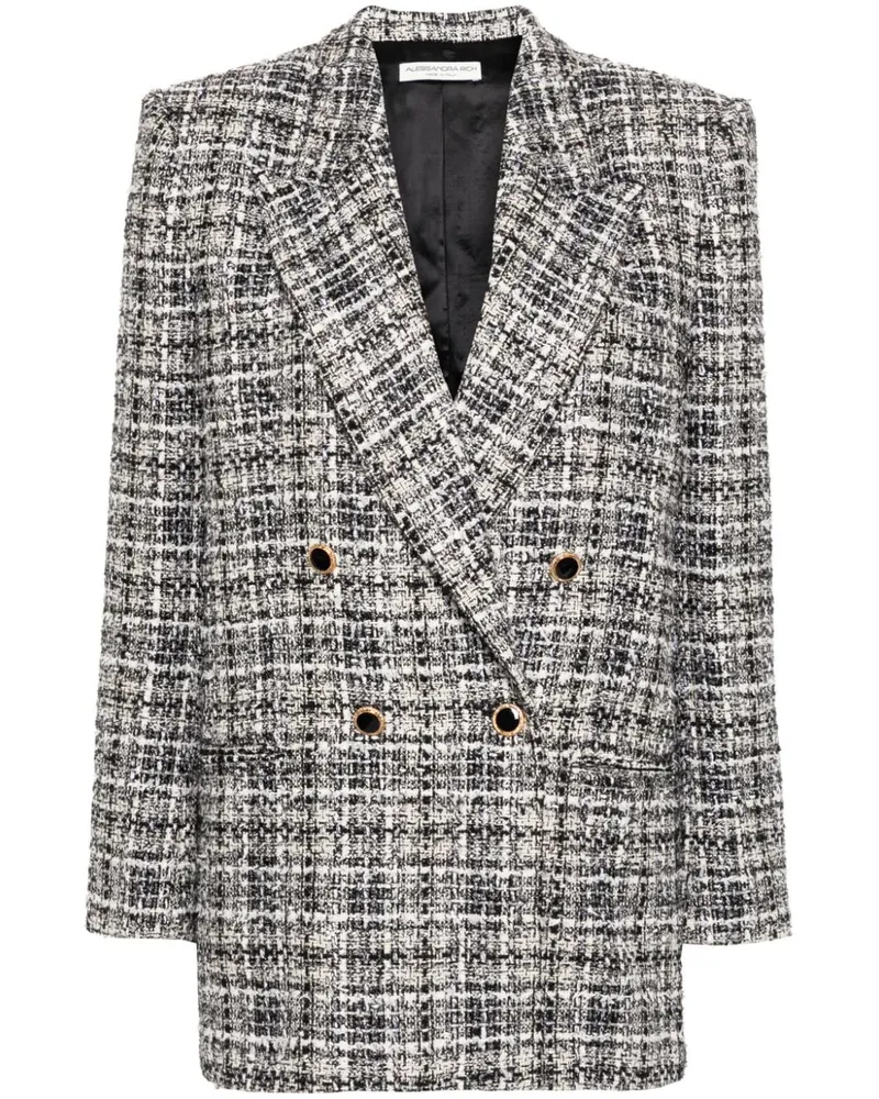 Alessandra Rich Doppelreihiger Tweed-Blazer Weiß