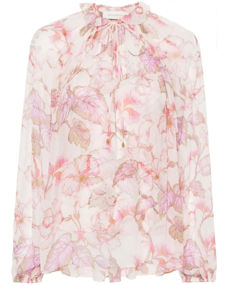 Zimmermann Matchmaker Billow Bluse mit Blumen-Print - Rosa Rosa