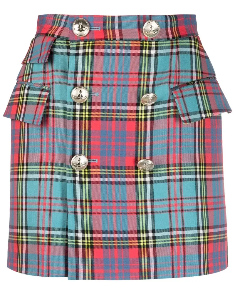 Vivienne Westwood High-Waist-Rock mit Karomuster - Blau Blau