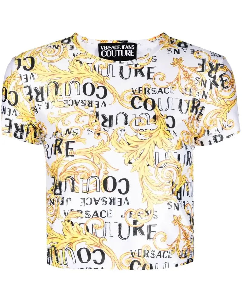 Versace Jeans Cropped-Sweatshirt mit Barocco-Print - Weiß Weiß